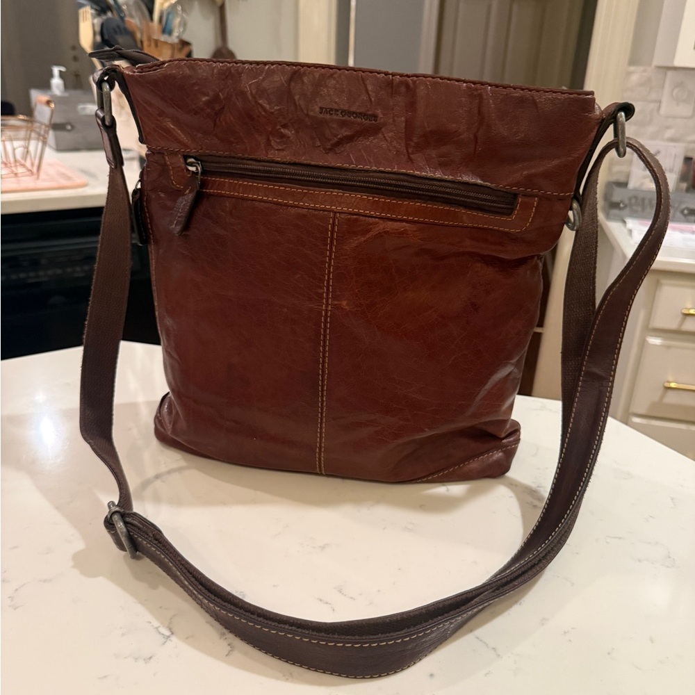 Jack Georges Voyager Leather Crossbody Messenger Bag - Brown - Picture 5 of 16
